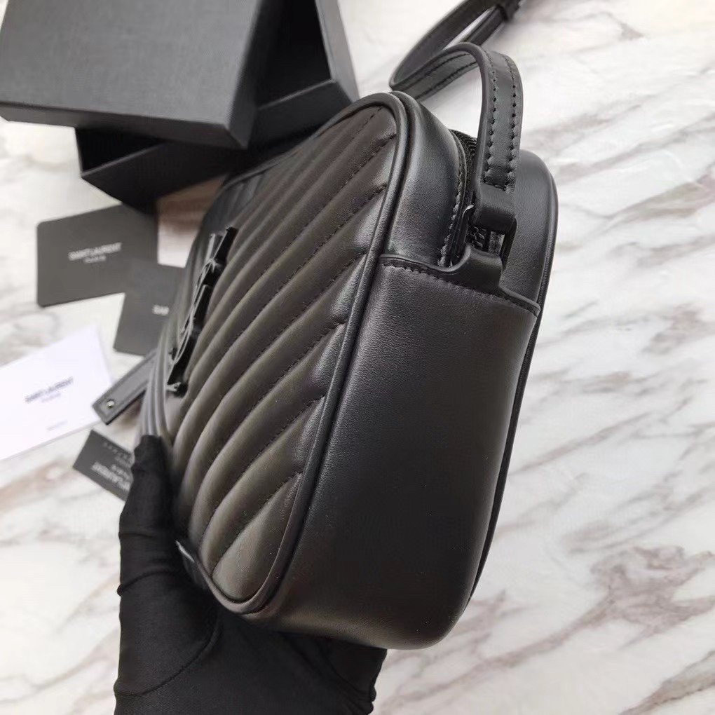 Saint Laurent Lou Camera Bag In Black Quilted Calfskin