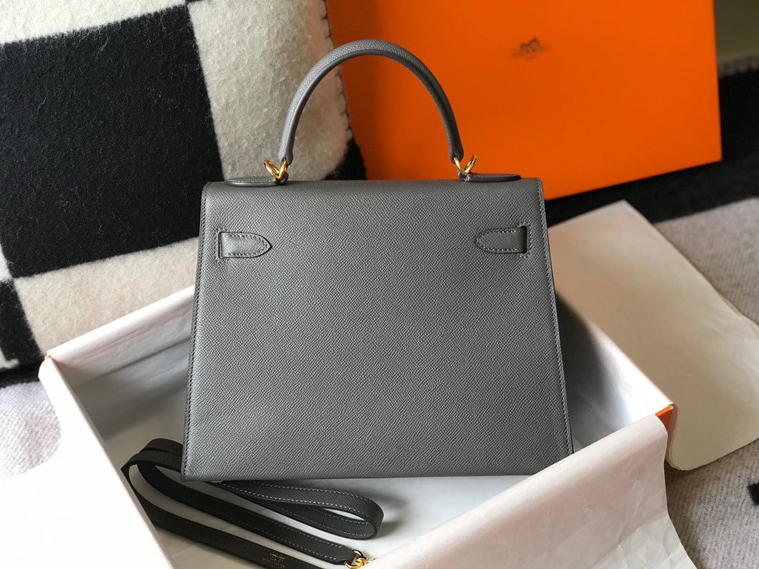 Hermes Kelly 25cm Sellier Bag in Ardoise Epsom Calfskin GHW