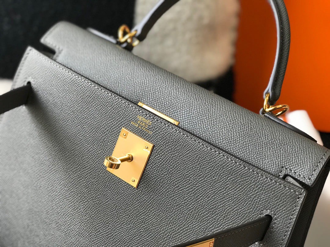 Hermes Kelly 25cm Sellier Bag in Ardoise Epsom Calfskin GHW