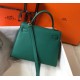 Hermes Kelly 25cm Sellier Bag in Malachite Epsom Calfskin GHW