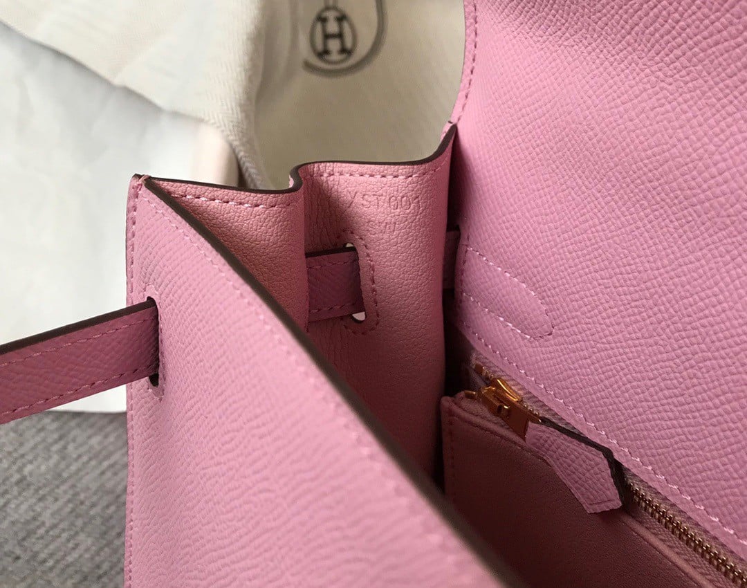 Hermes Kelly 25cm Sellier Bag in Mauve Sylvestre Epsom Calfskin GHW