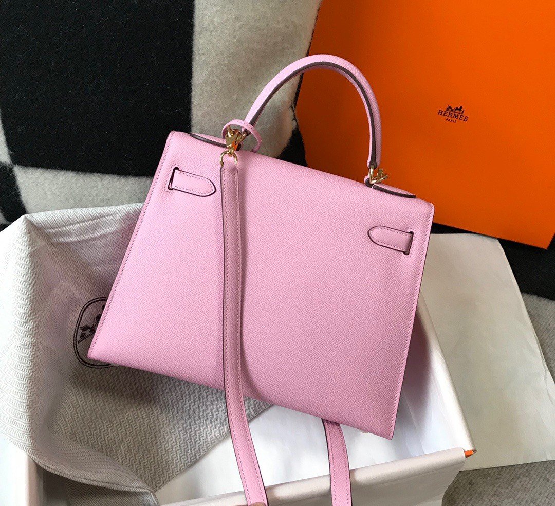 Hermes Kelly 25cm Sellier Bag in Mauve Sylvestre Epsom Calfskin GHW