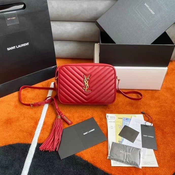 Saint Laurent Lou Camera Bag In Red Quilted Leather