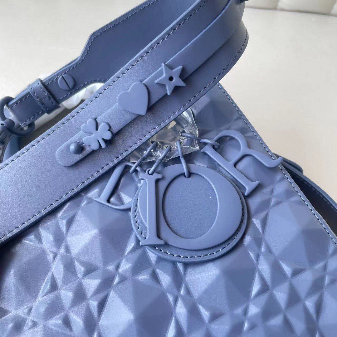 Dior Small Lady Dior My ABCDior Bag in Denim Calfskin with Diamond Motif