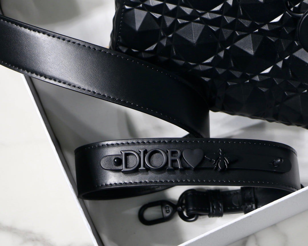 Dior Small Lady Dior My ABCDior Bag in Black Calfskin with Diamond Motif