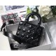 Dior Small Lady Dior My ABCDior Bag in Black Calfskin with Diamond Motif