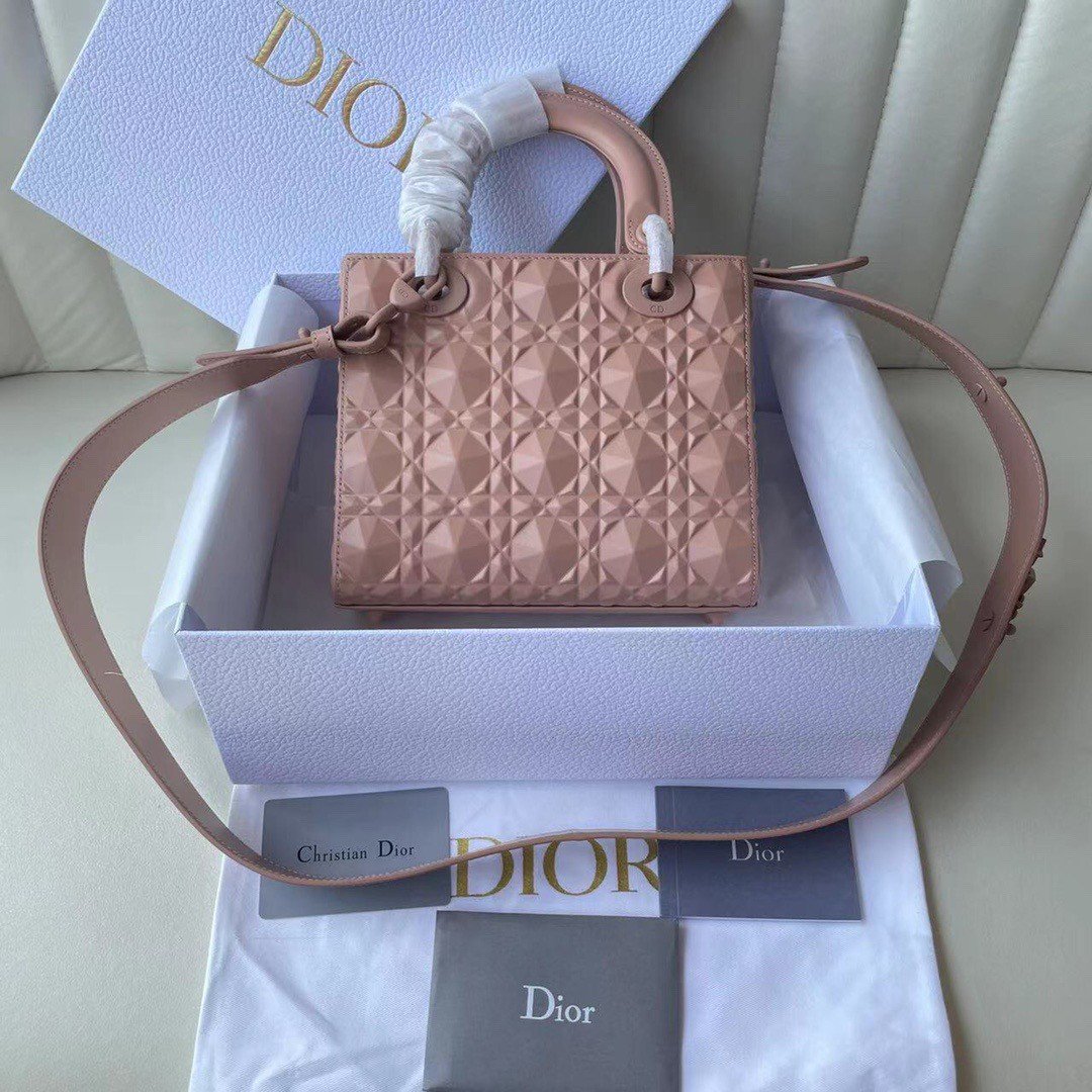 Dior Small Lady Dior My ABCDior Bag in Pink Calfskin with Diamond Motif