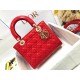 Dior Small Lady Dior Bag In Red Patent Cannage Calfskin