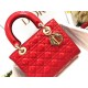 Dior Small Lady Dior Bag In Red Patent Cannage Calfskin