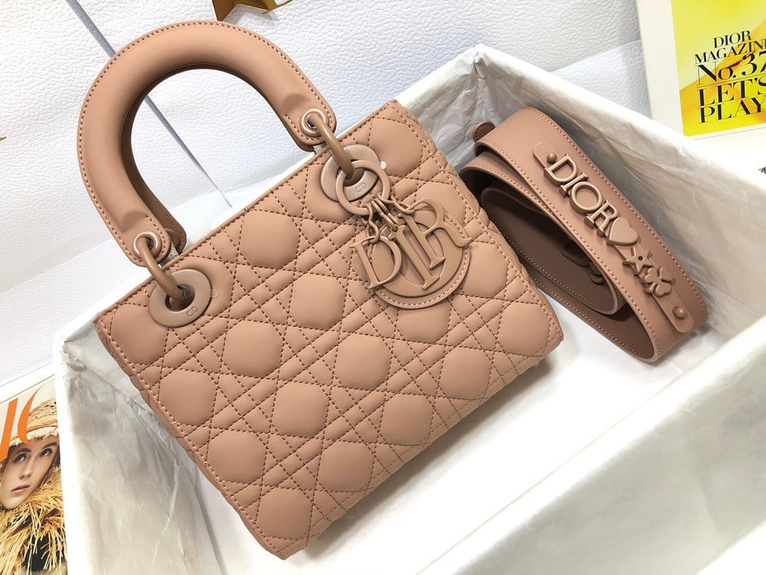 Dior Small Lady Dior My ABCDior Bag In Blush Ultramatte Calfskin