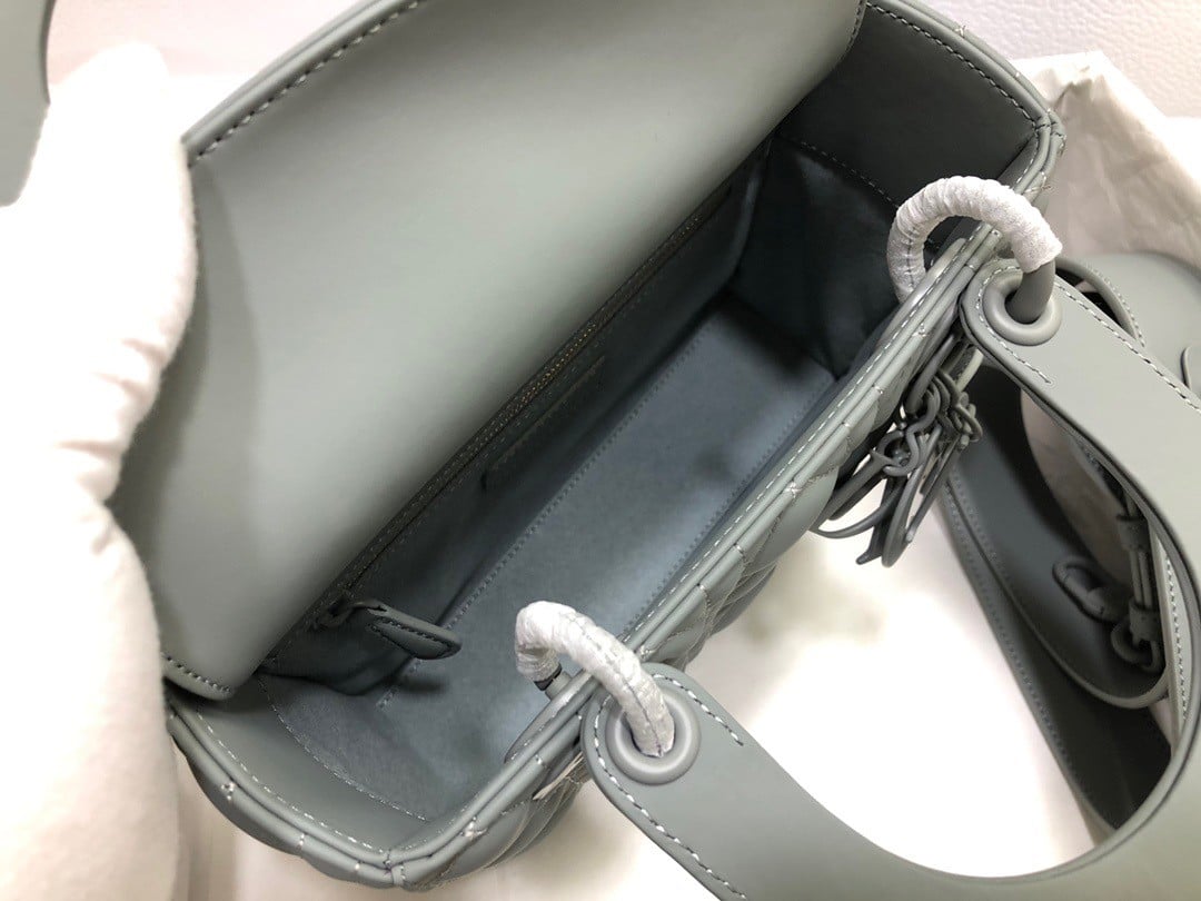 Dior Small Lady Dior My ABCDior Bag In Grey Ultramatte Calfskin