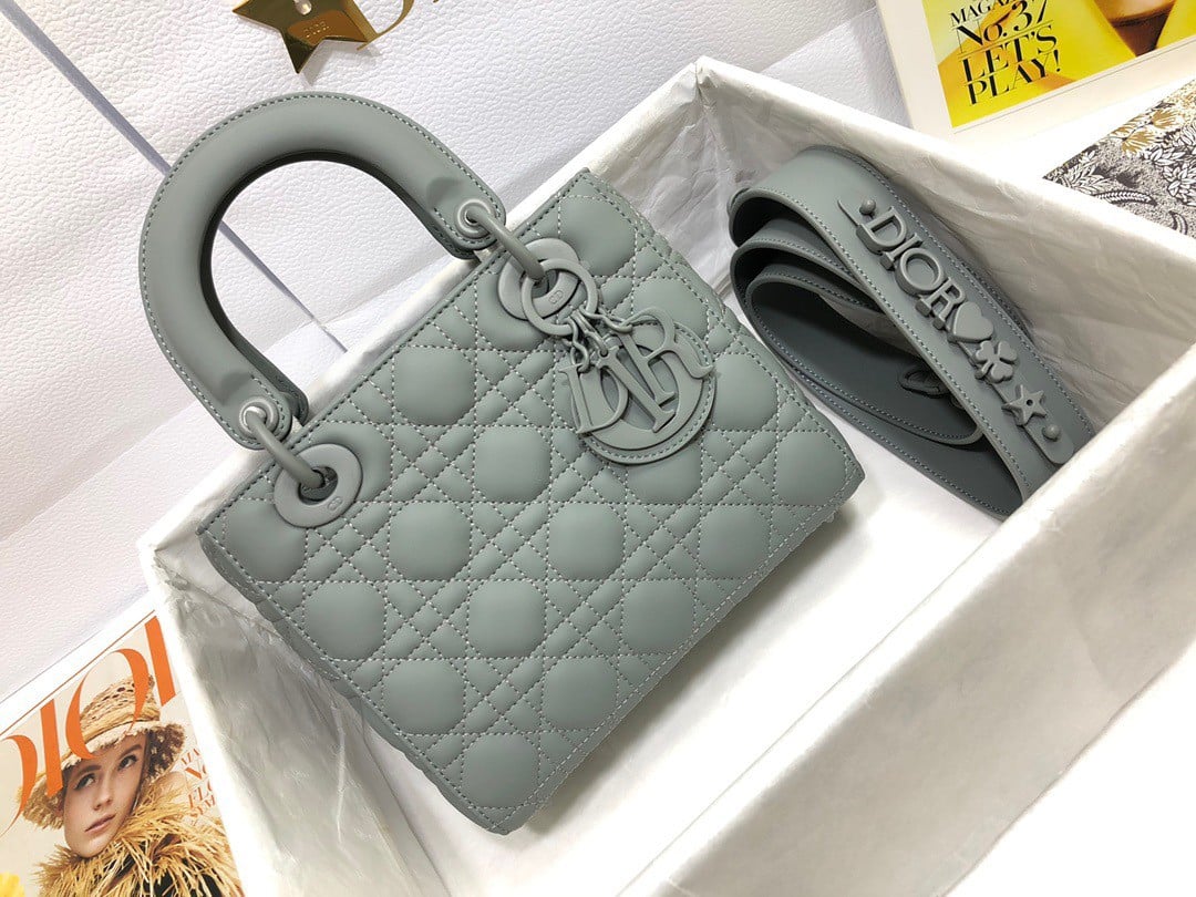 Dior Small Lady Dior My ABCDior Bag In Grey Ultramatte Calfskin