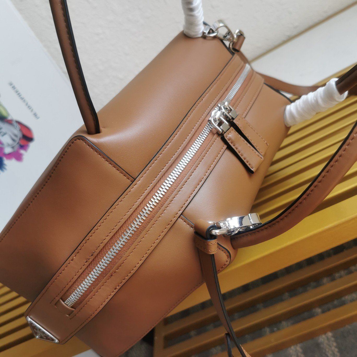 Prada Supernova Medium Top Handle Bag In Brown Leather