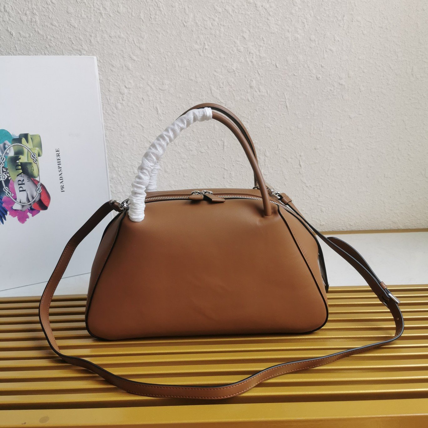 Prada Supernova Medium Top Handle Bag In Brown Leather