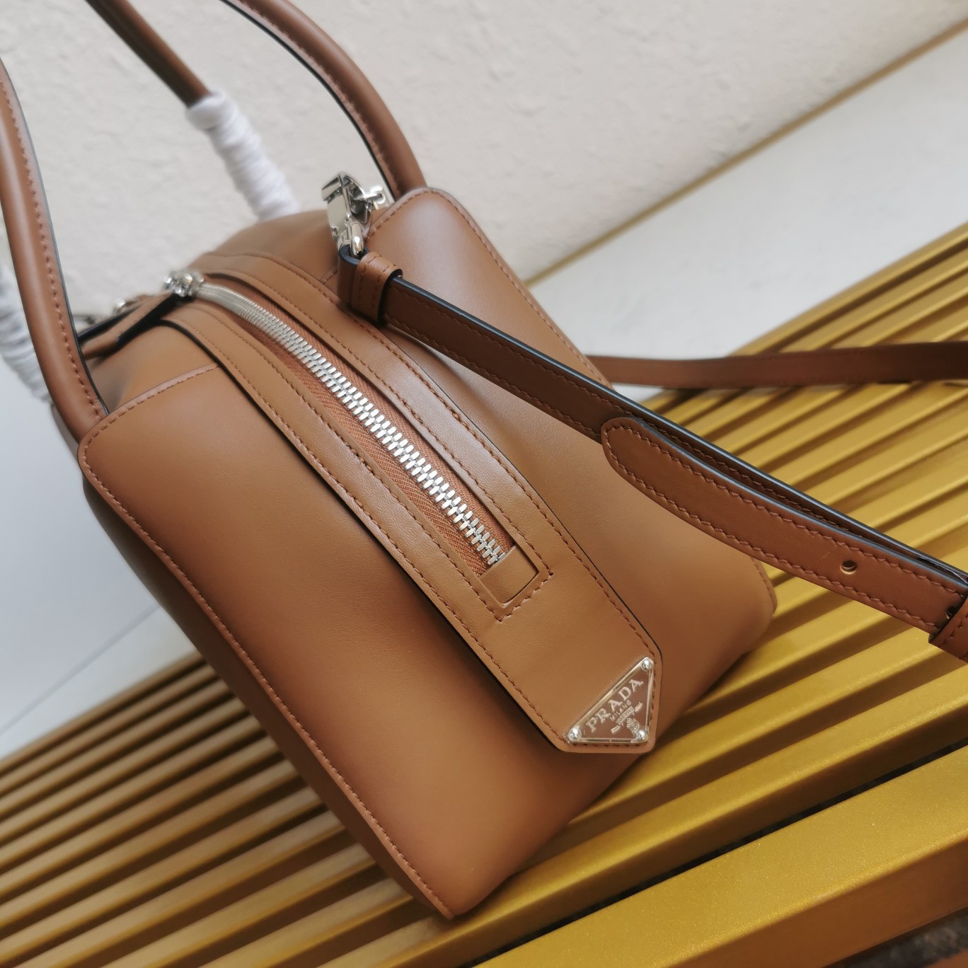 Prada Supernova Medium Top Handle Bag In Brown Leather