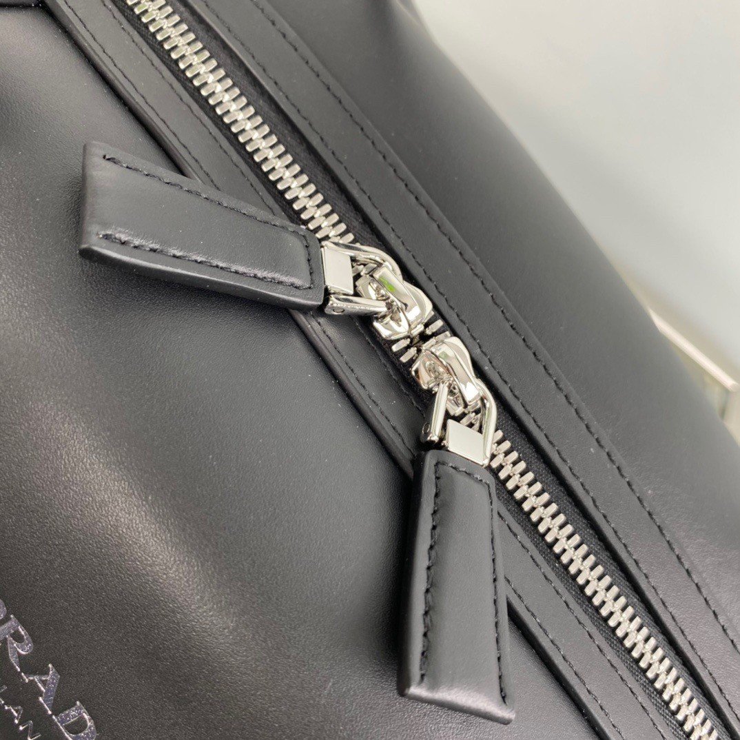 Prada Supernova Medium Top Handle Bag In Black Leather