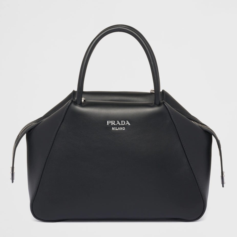 Prada Supernova Small Top Handle Bag In Black Leather