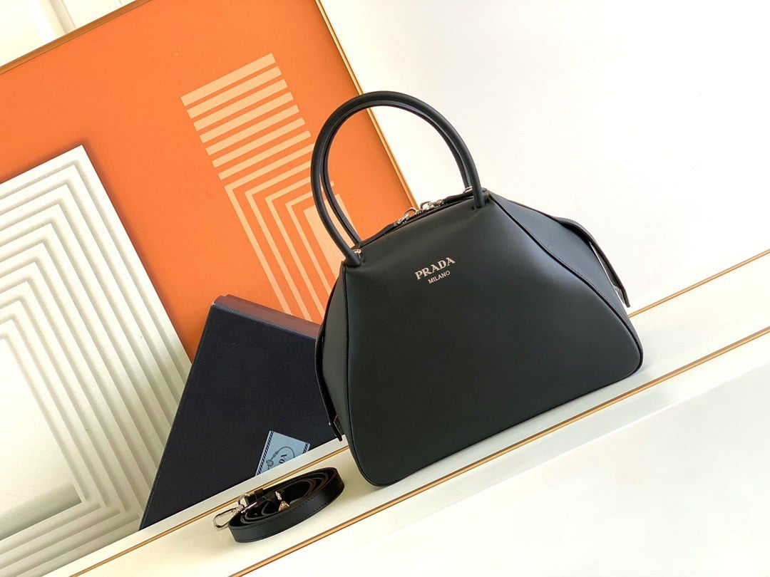 Prada Supernova Small Top Handle Bag In Black Leather