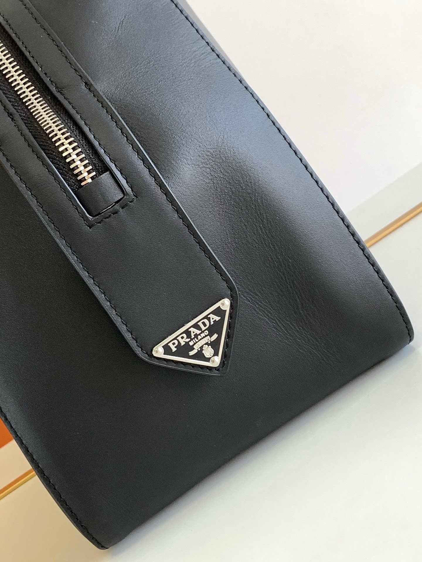 Prada Supernova Small Top Handle Bag In Black Leather