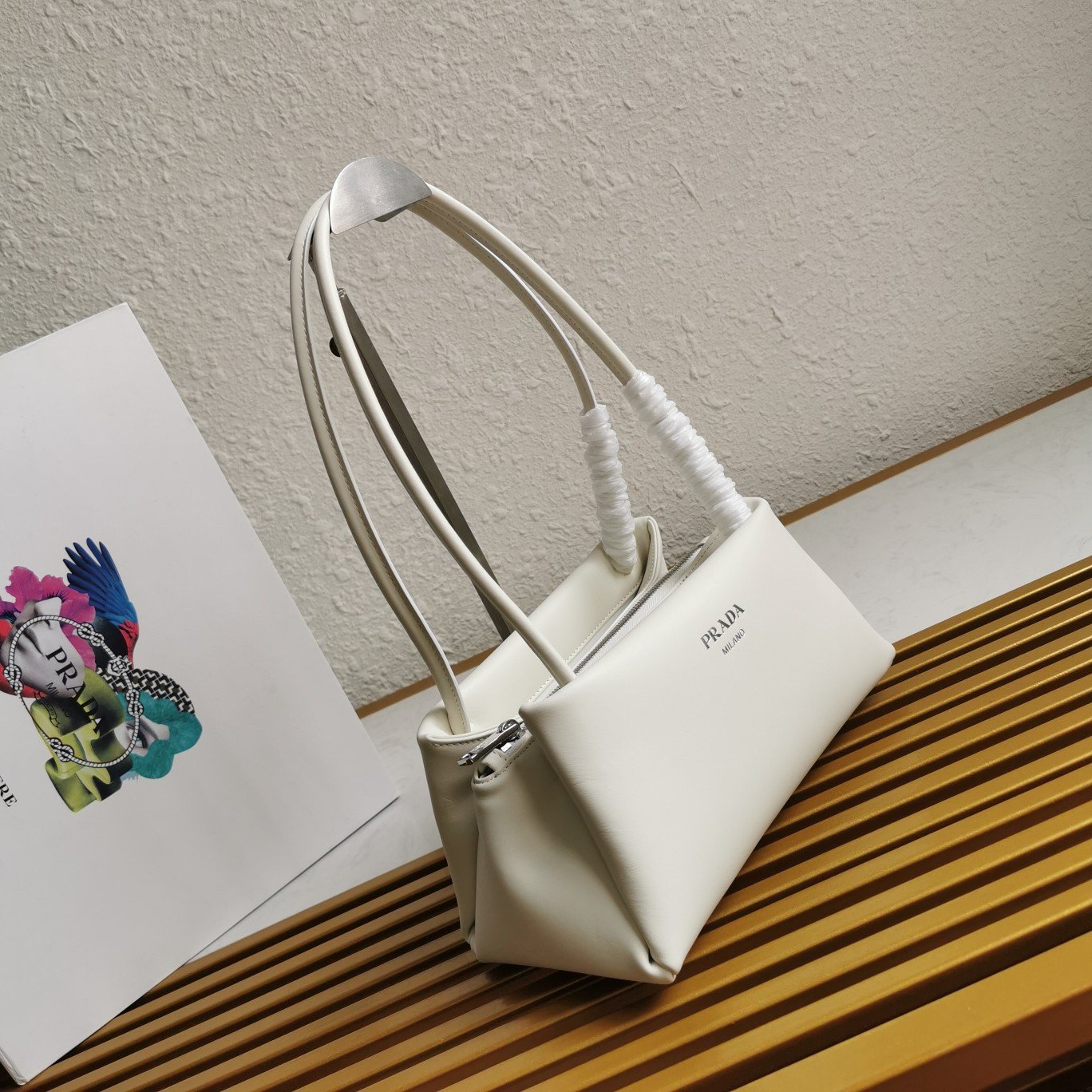 Prada Supernova Small Shoulder Bag In White Calfskin