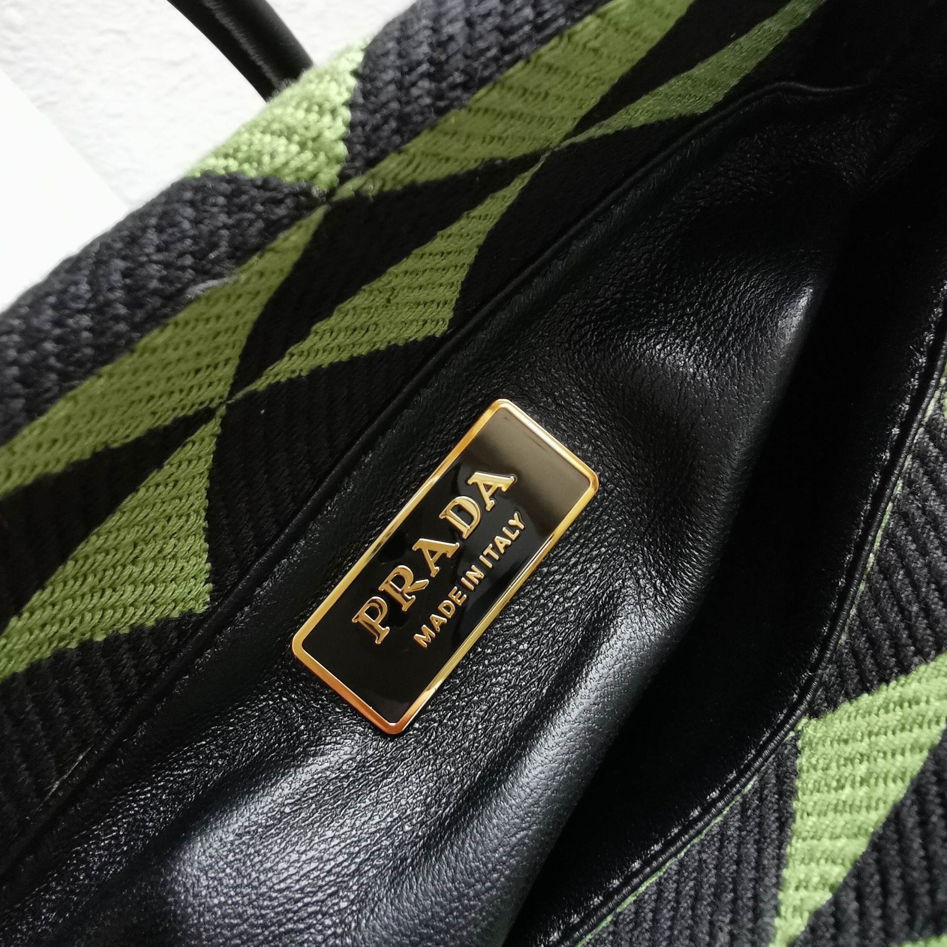 Prada Supernova Small Shoulder Bag In Black/Green Fabric