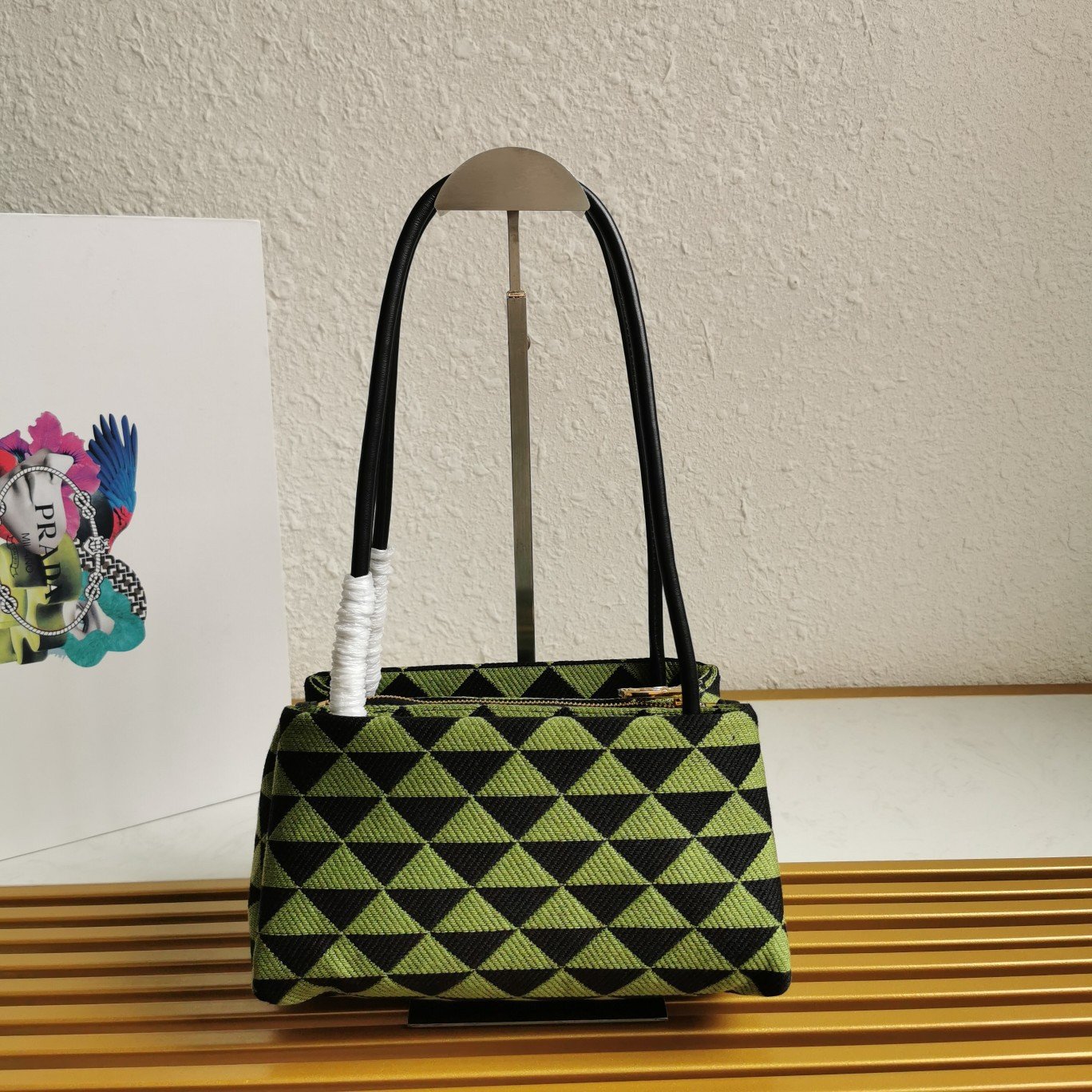 Prada Supernova Small Shoulder Bag In Black/Green Fabric