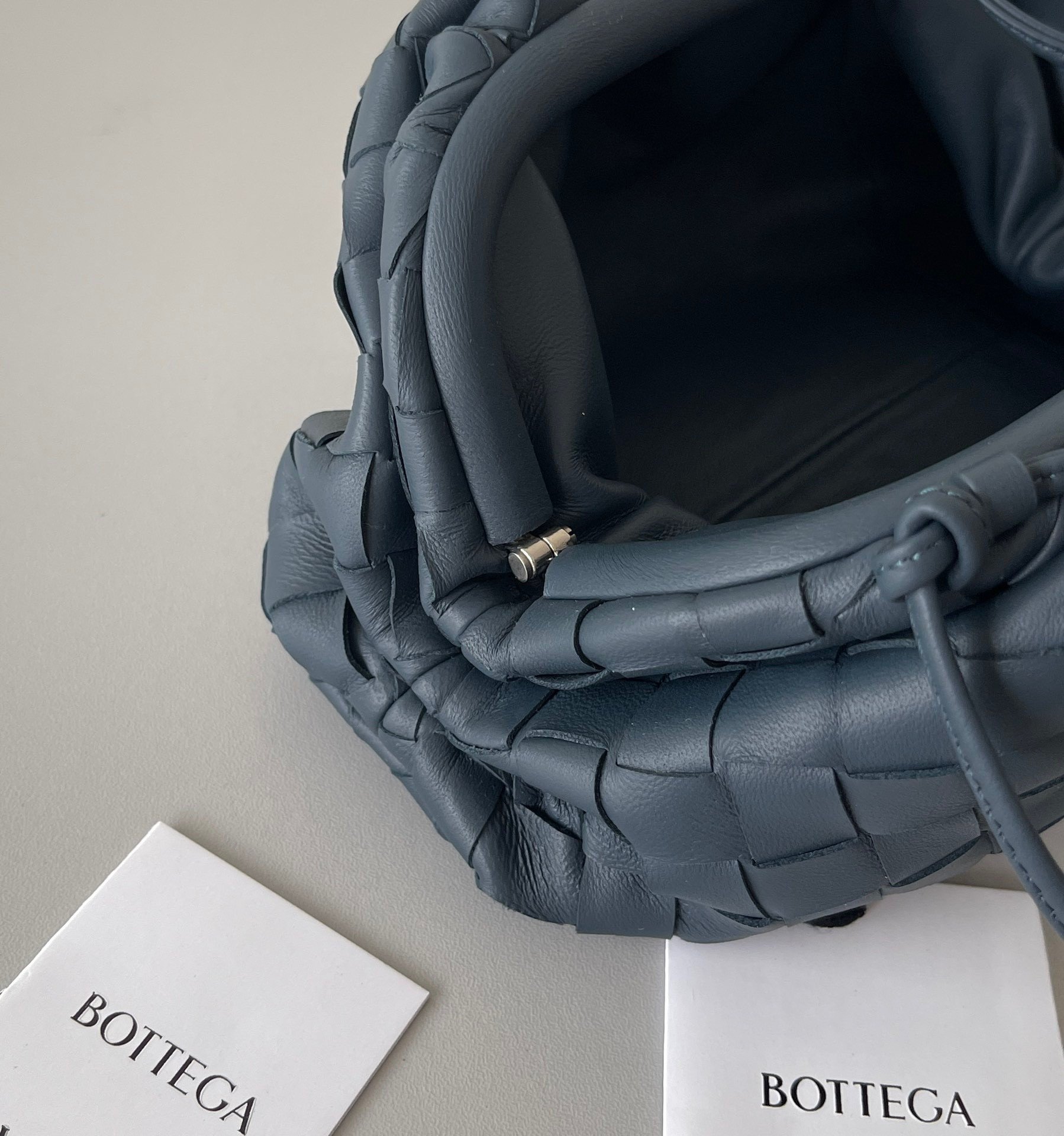 Bottega Veneta Mini Pouch with Strap in Space Intrecciato Lambskin