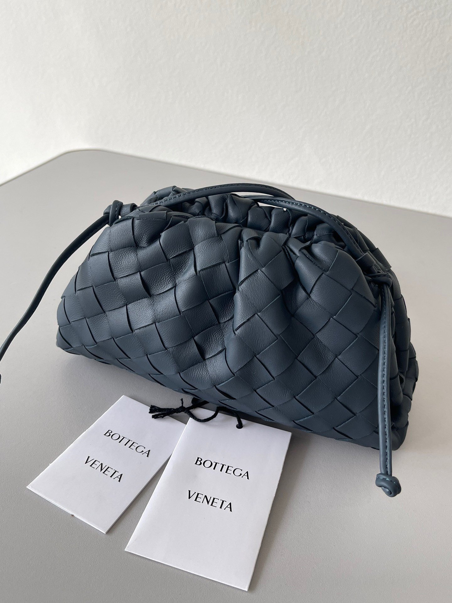 Bottega Veneta Mini Pouch with Strap in Space Intrecciato Lambskin