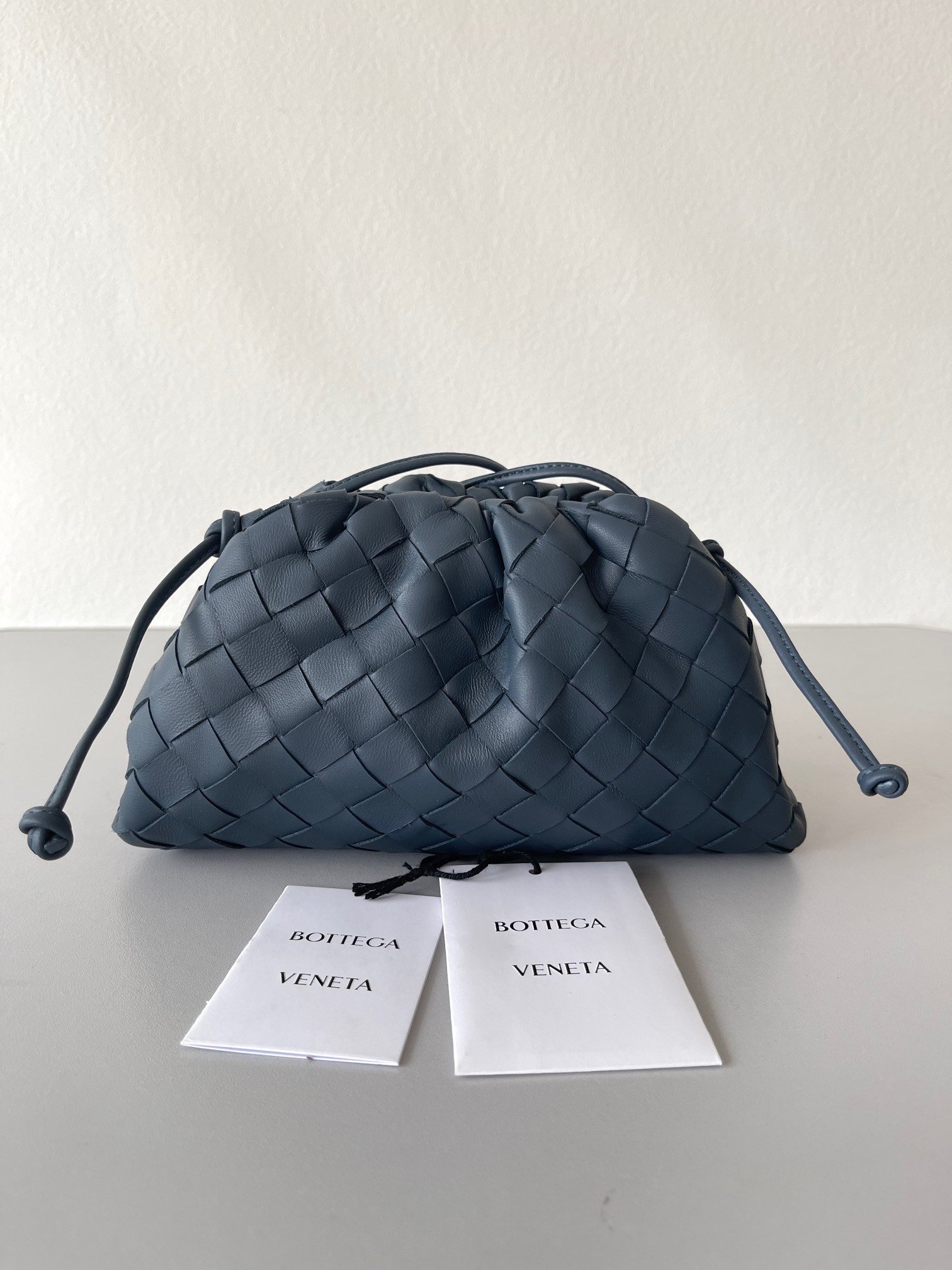 Bottega Veneta Mini Pouch with Strap in Space Intrecciato Lambskin