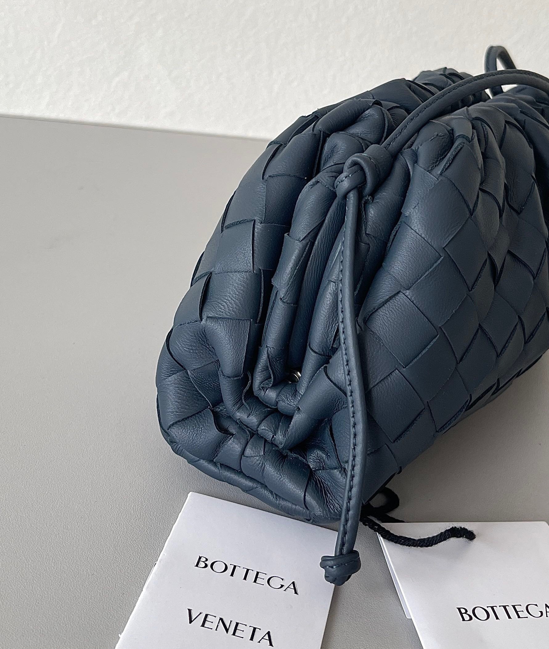 Bottega Veneta Mini Pouch with Strap in Space Intrecciato Lambskin