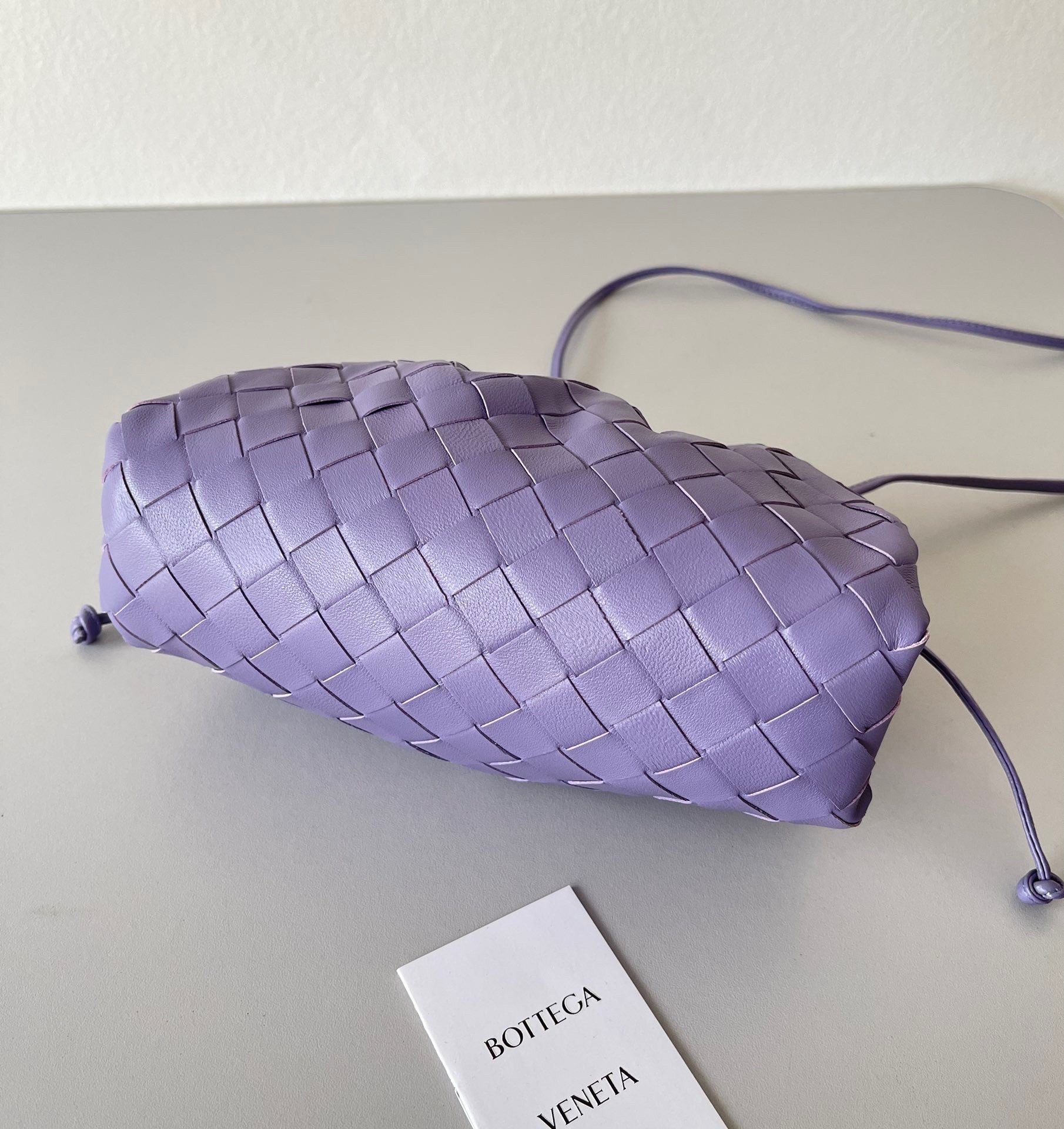 Bottega Veneta Mini Pouch with Strap in Wisteria Intrecciato Lambskin