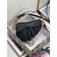 Dior Mini Saddle Bag with Strap in Black Grained Calfskin