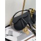 Dior Mini Saddle Bag with Strap in Black Grained Calfskin