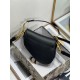 Dior Mini Saddle Bag with Strap in Black Grained Calfskin