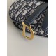 Dior Mini Saddle Bag with Strap in Blue Oblique Jacquard