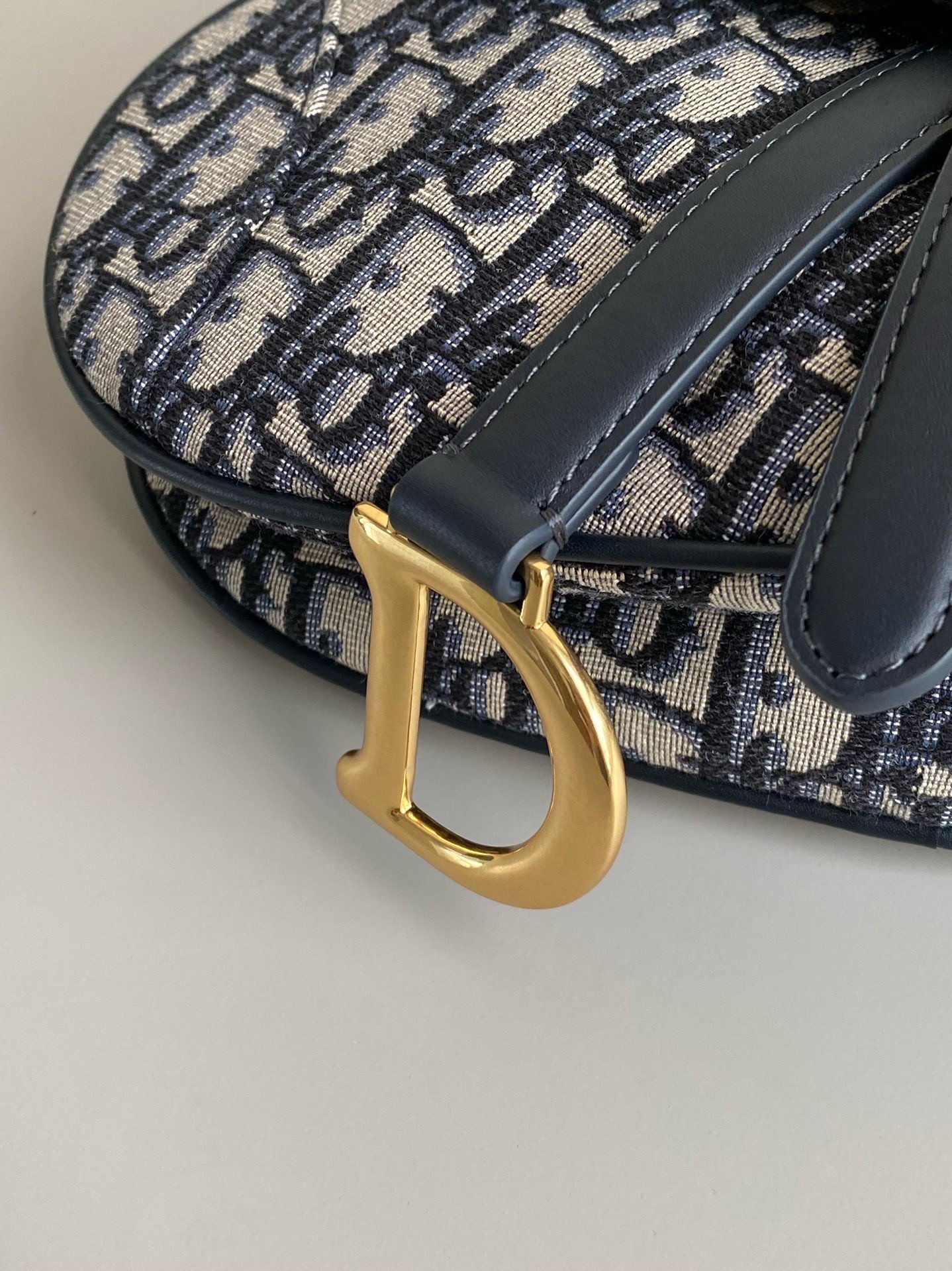 Dior Mini Saddle Bag with Strap in Blue Oblique Jacquard