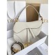 Dior Saddle Bag with Strap in White Grained Calfskin