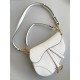 Dior Saddle Bag with Strap in White Grained Calfskin