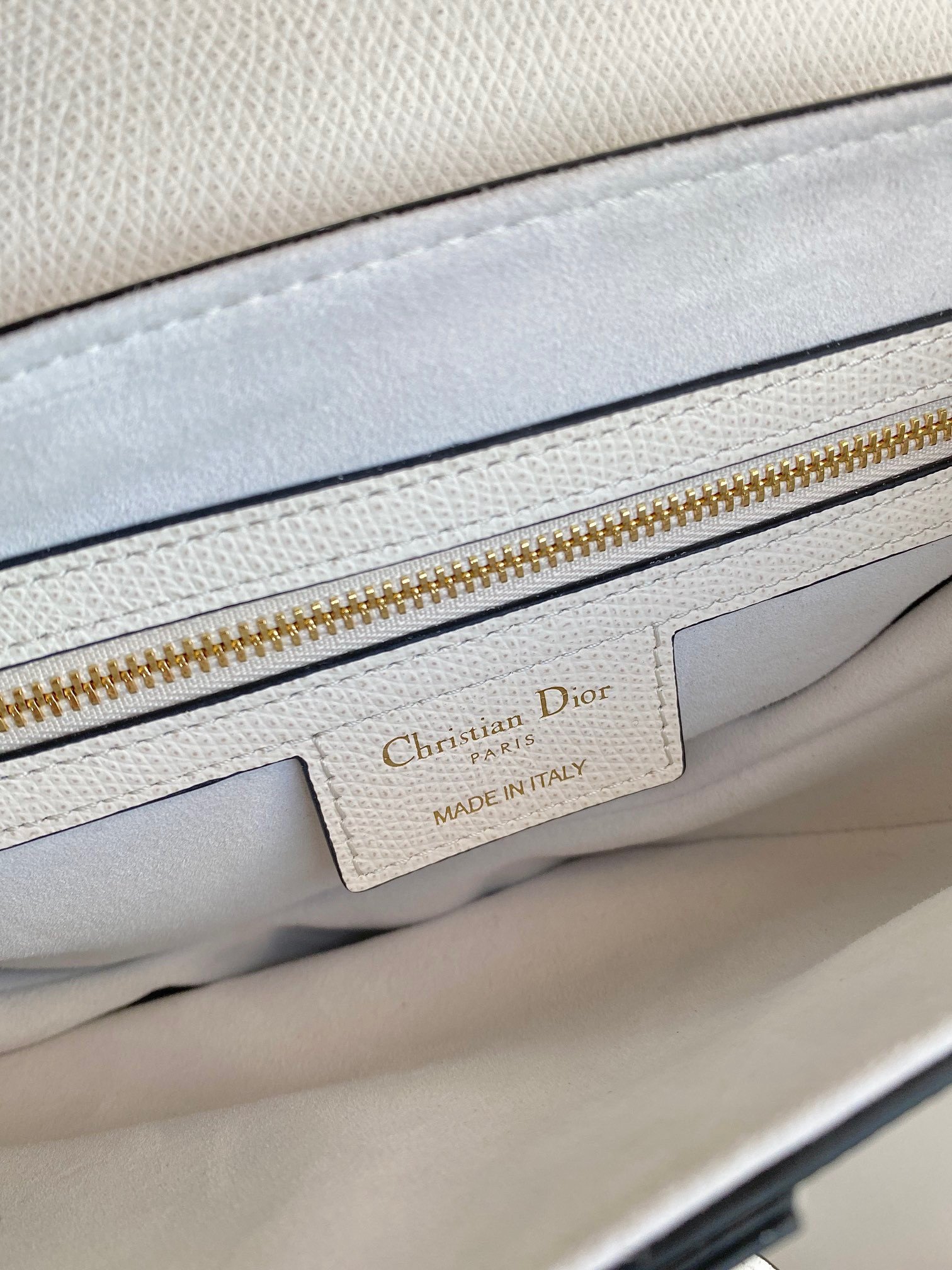 Dior Saddle Bag with Strap in White Grained Calfskin