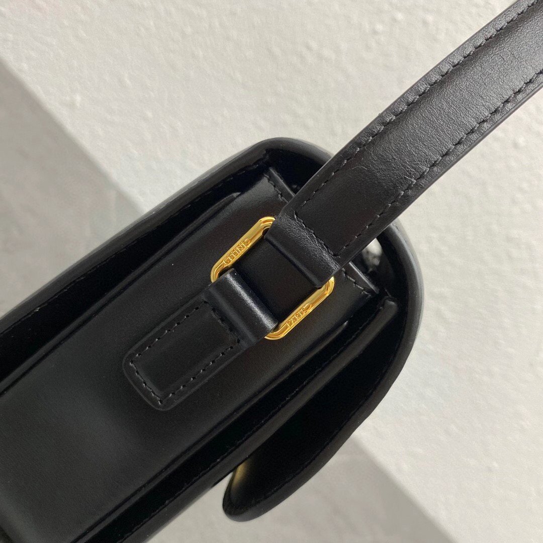 Celine Triomphe Teen Bag In Black Leather