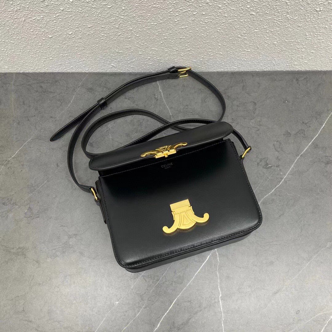 Celine Triomphe Teen Bag In Black Leather