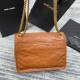 Saint Laurent Niki Medium Chain Bag In Brown Crinkled Leather