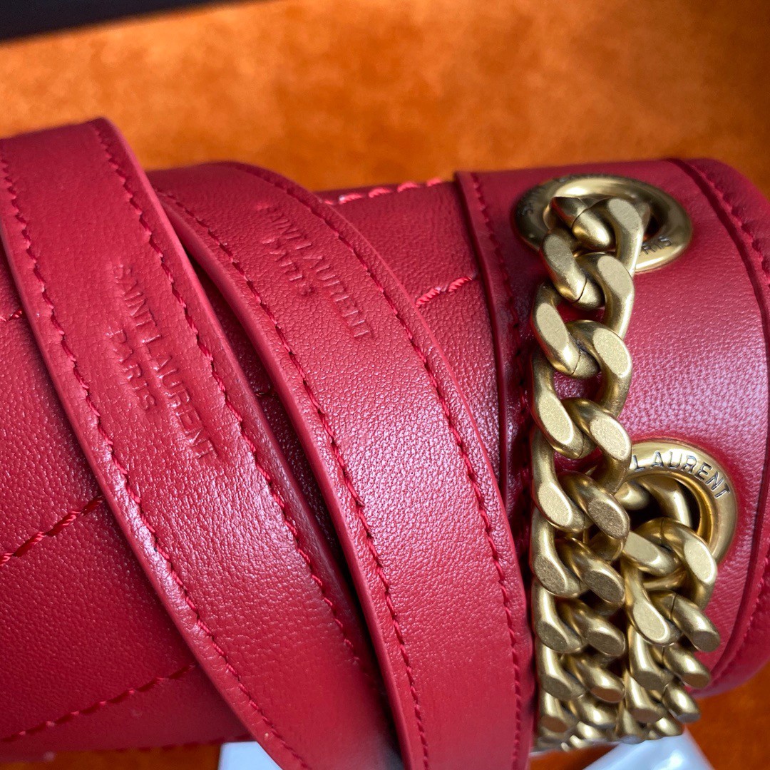 Saint Laurent Niki Medium Chain Bag In Red Lambskin