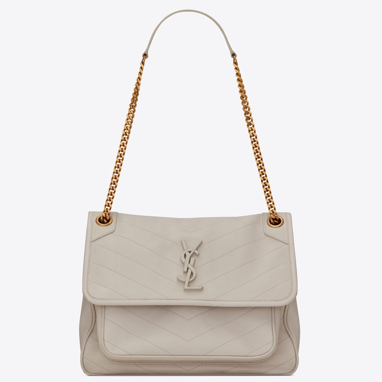 Saint Laurent Niki Medium Chain Bag In White Lambskin