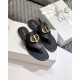 Dior 30 Montaigne Thong Flats In Black Calfskin