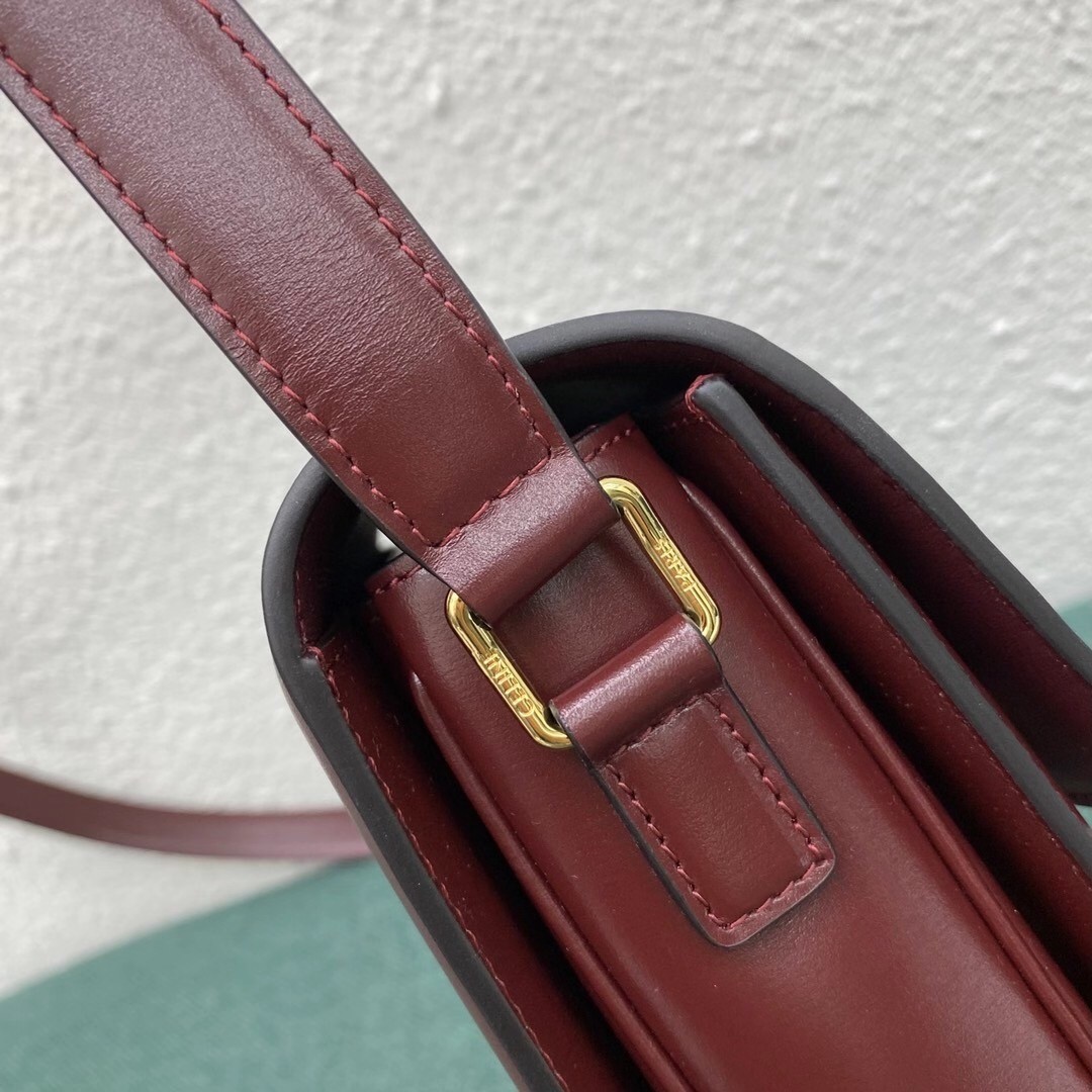 Celine Triomphe Large Bag In Bordeaux Calfskin