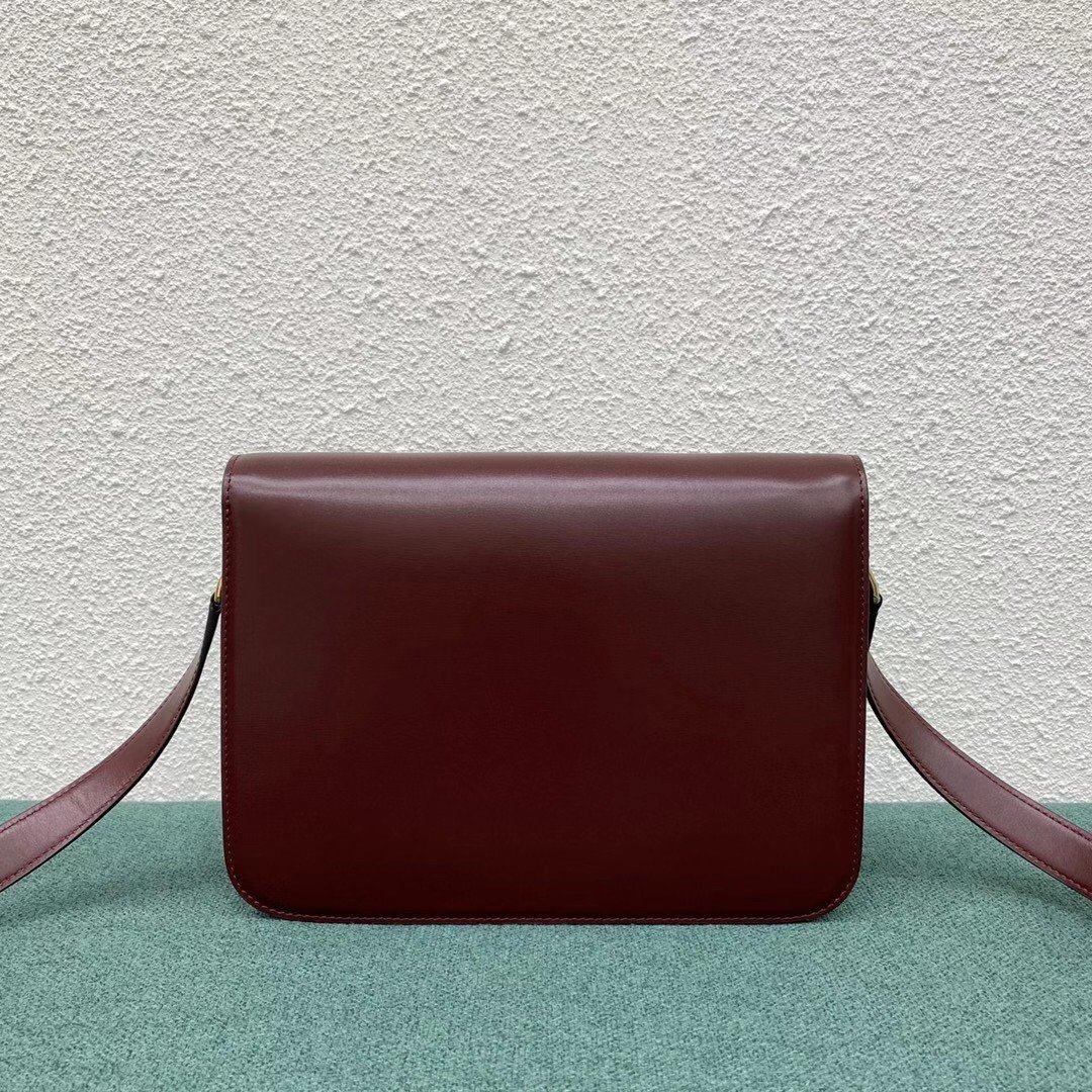 Celine Triomphe Large Bag In Bordeaux Calfskin