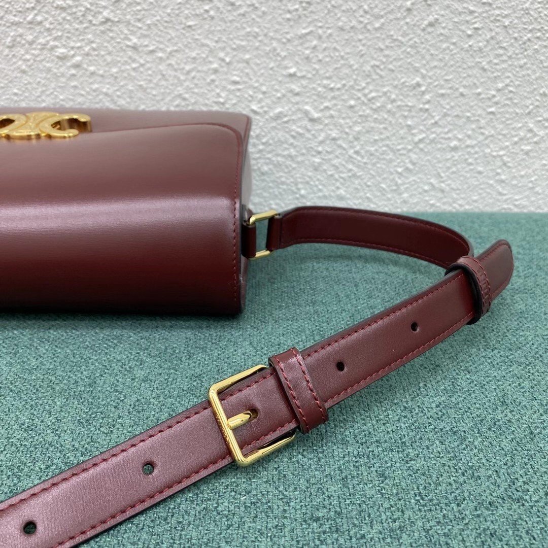 Celine Triomphe Large Bag In Bordeaux Calfskin