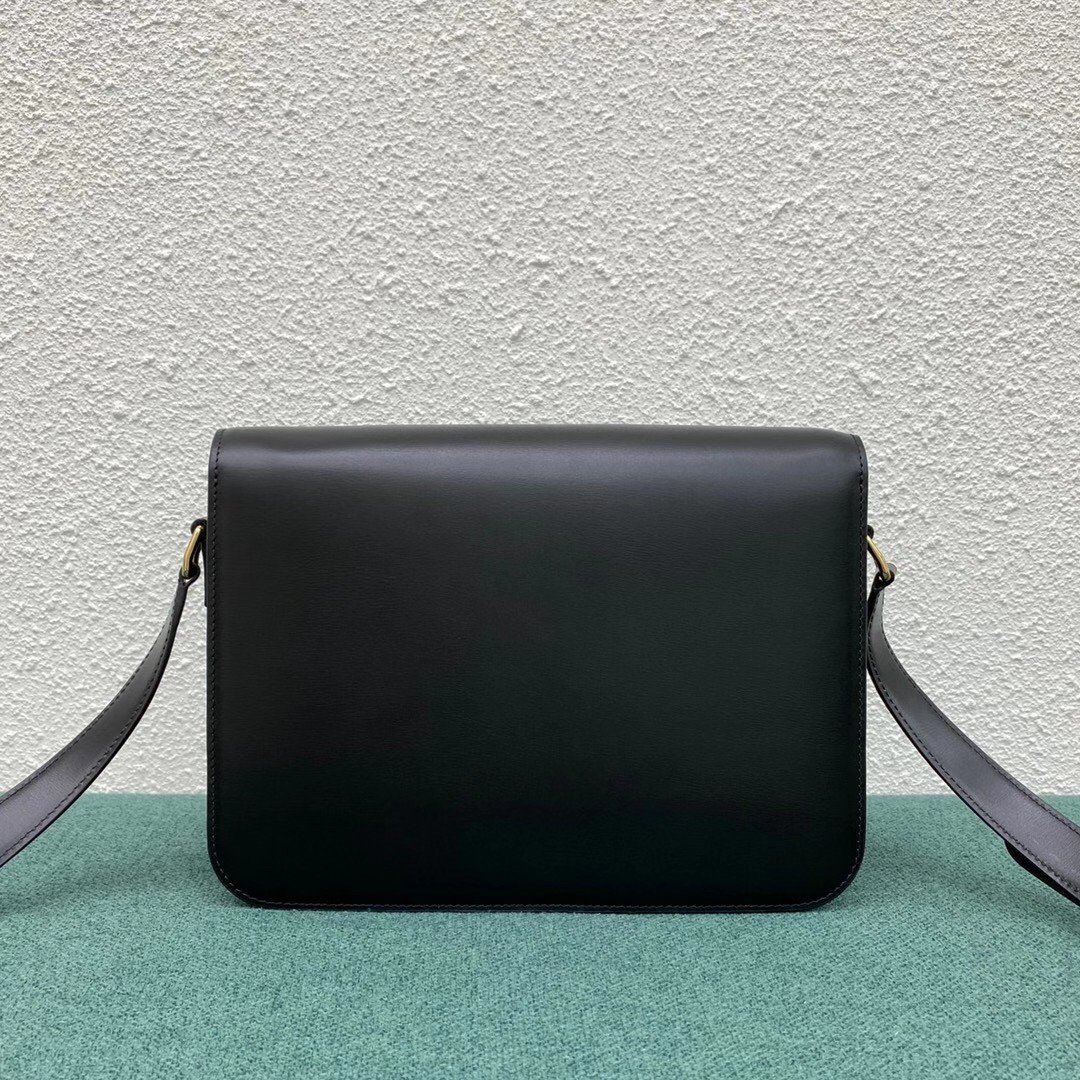 Celine Triomphe Large Bag In Black Calfskin