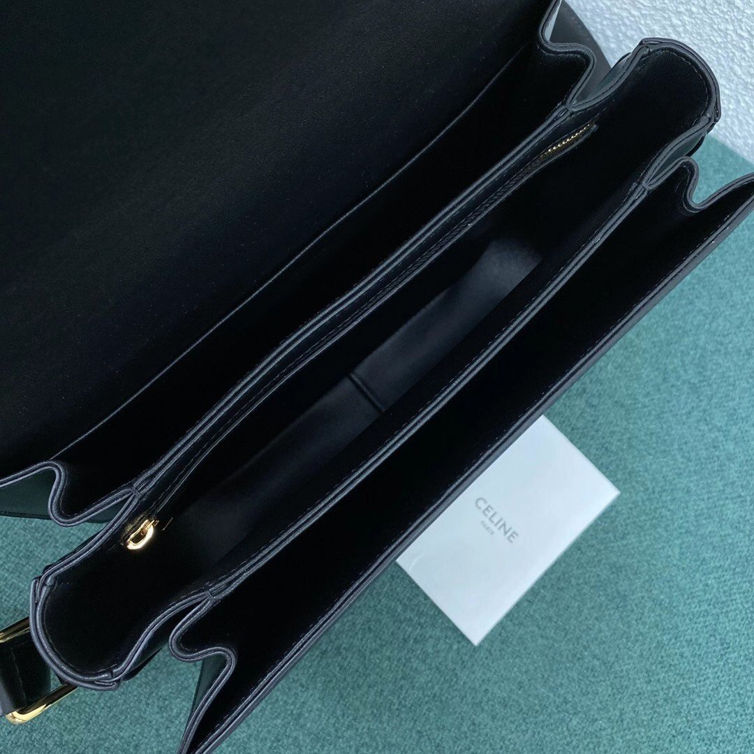 Celine Triomphe Large Bag In Black Calfskin